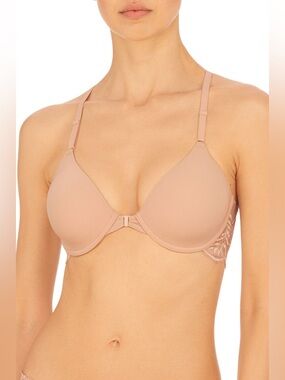 Natori Nude Front-Close T-Shirt Bra with Lace Side Detail PR2-114